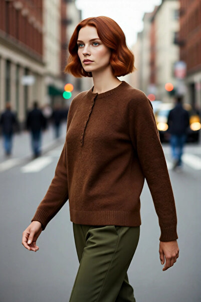 PayBuy Tricotaj pentru femei, cu croiala normală, cu decolteu rotund, cu deta...