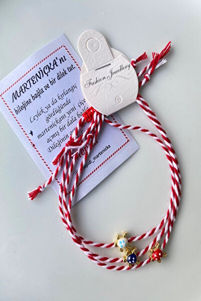 Shepidi 3'lü uğur böceği marteniçka şans bilekliği