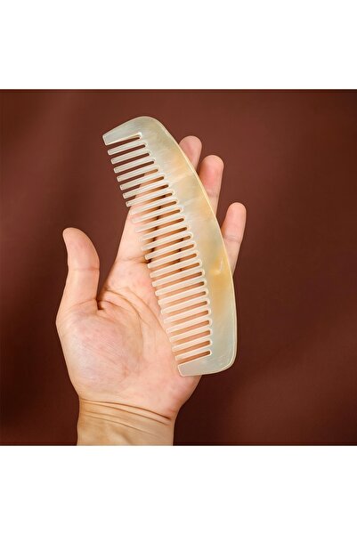 Sorendy Doğal Sığır Boynuzu Geniş Seyrek Dişli Kemik Tarak El Yapımı Kıvırcık Saçlar KT-133 - 15 cm