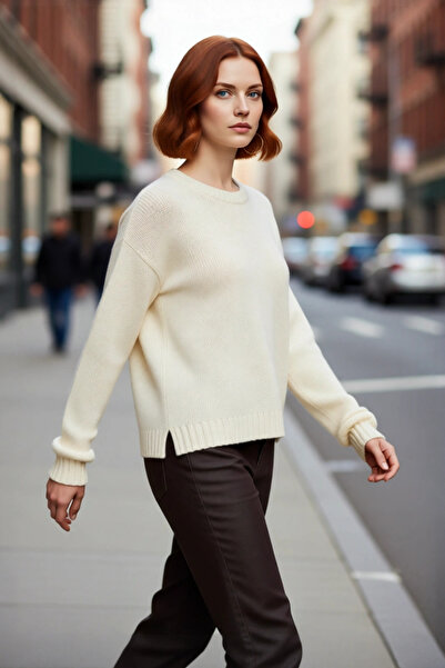 PayBuy سترة شتوية نسائية ذات تصميم فضفاض وأكمام منخفضة من التريكو مع تفاصيل شراشيب منسوجة عالية الجودة