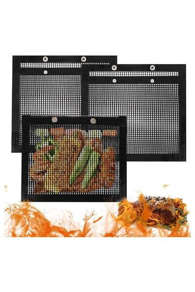 Generic SYOSI BBQ Mesh Grill Bags, High Temperature Resistant Grid Barbecue Bag Reusable Grilling Pouches fo