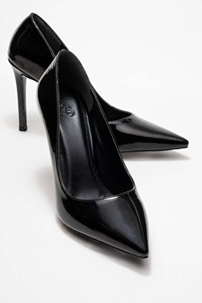 Zeynep Sıradağlı حذاء بولينيا نسائي بكعب ستيليتو أسود من الجلد اللامع