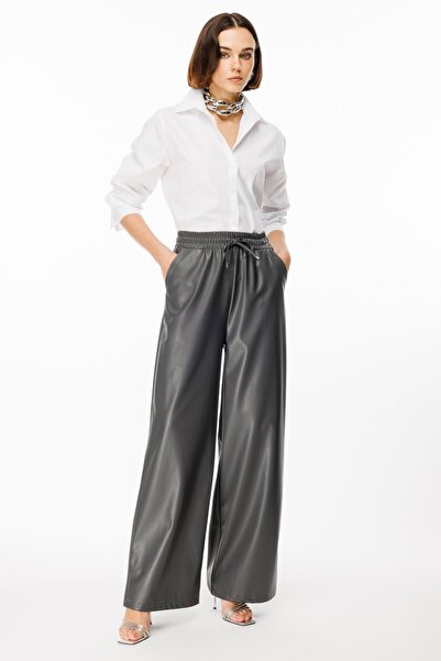 ON TRİKO بنطلون جلدي برباط وحزام مطاطي 44185-26k