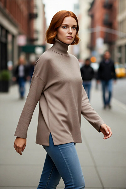 PayBuy Pulover de tricotat din acril cu mâneci joase pentru femei, model de b...