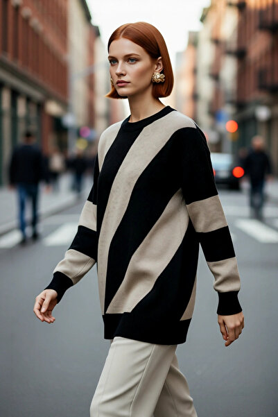 PayBuy Pulover de tricotat din acril cu mâneci joase, cu decolteu rotund, cu ...