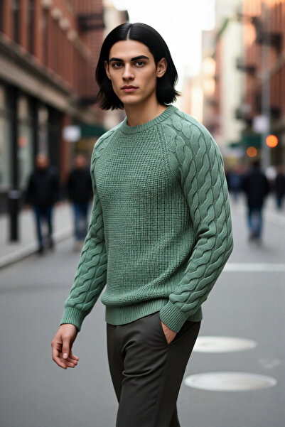 PayBuy سترة تريكو سميكة للجنسين بتصميم عادي وياقة دائرية ونقشة محبوكة، مثالية...