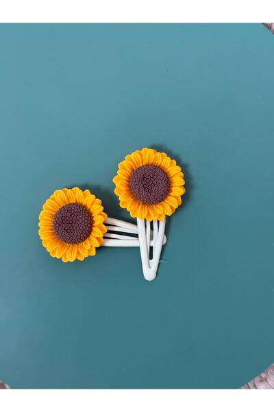 HURİSÖNMEZ Girl's Yellow Günebakan Figured 2-Piece Snap Buckle (1 Pair)