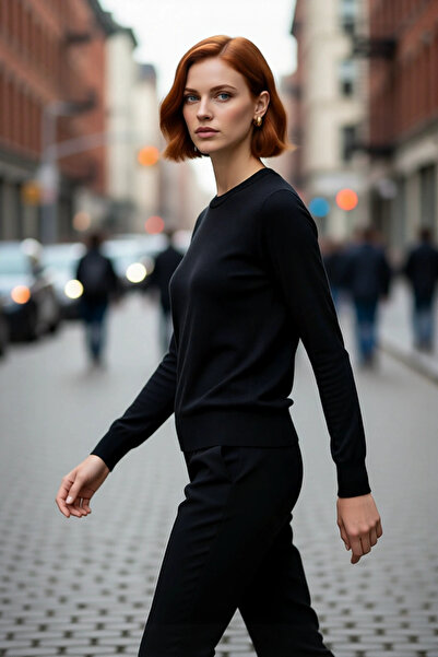 PayBuy Tricotaj subțire pentru femei, cu gâtul rotund, model obișnuit, uni, m...