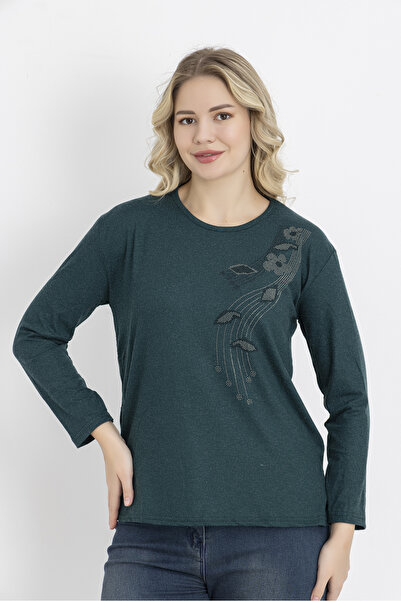 Orly More Shardonlu Winter Viscose Fabric Stone Mini Slit Combed Cotton Blouse