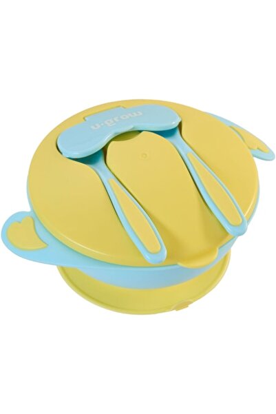 U-Grow Bol compartimentat cu ventuza antialunecare si capac cu lingurita cu f...