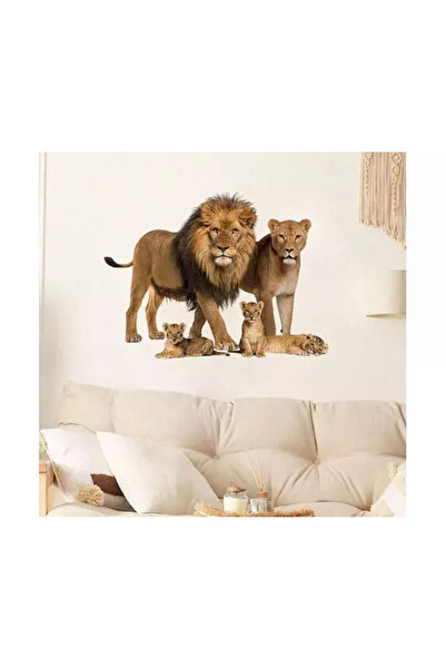 Inovius Αυτοκόλλητο τοίχου με οικογένεια λιονταριών - 00002