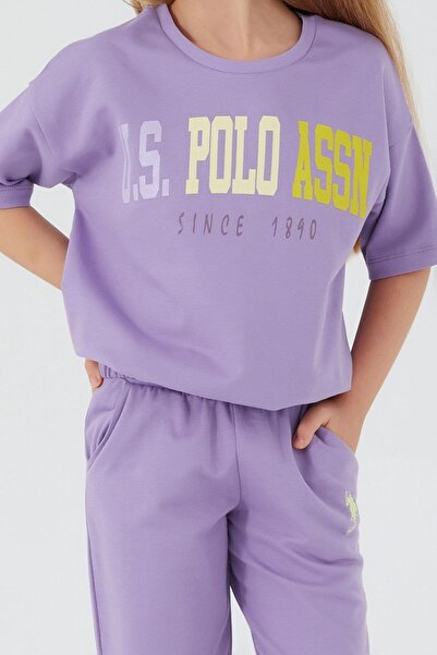 U.S. Polo Assn. U.S. Polo Assn 1418 Garson Sea Blue Girl's Short Sleeve Pajama Set