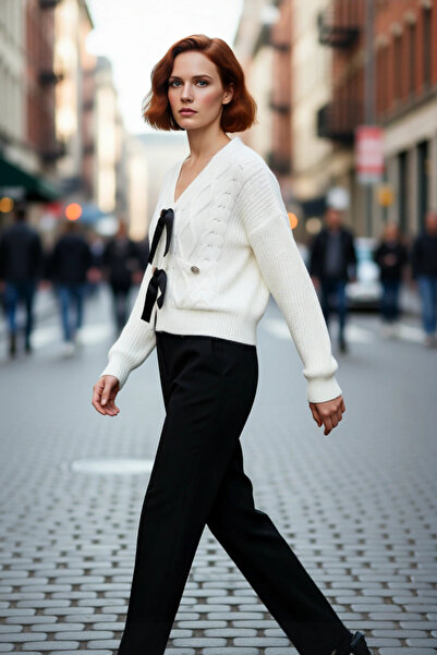 PayBuy Tricotaj crop cu mâneci scurte pentru femei, cu decolteu în V, cu mode...