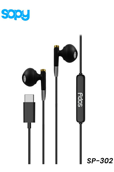 sopy سماعة أذن ستيريو SP-302 من النوع C - صوت عالي الدقة، ومشغلات 10/15 مم، و...
