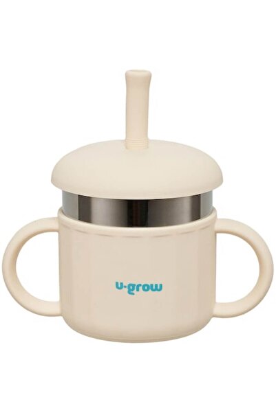 U-Grow Cana cu pai din silicon si interior din inox pentru bebelusi