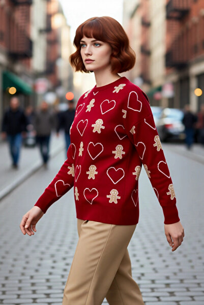 PayBuy Tricotaj acrilic cu mânecă lungă, cu model tematic de Crăciun, cu deco...