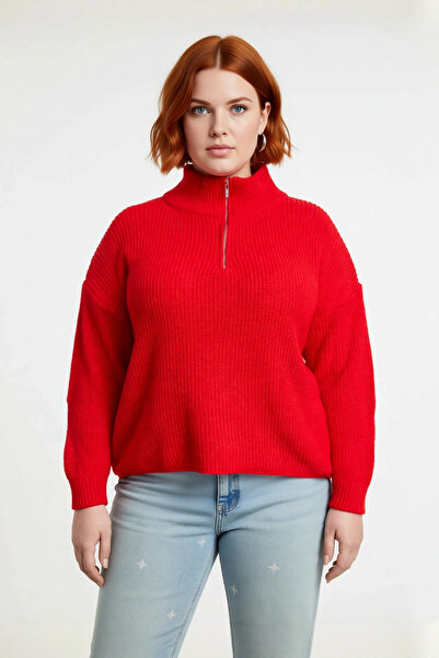 PayBuy Tricotaj de bază pentru femei, cu mâneci lungi și joase, cu fermoar, guler înalt, țesut Sizilie, de calitate