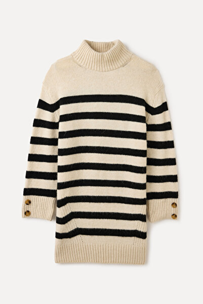 Mudo Stripe Collar Mini Sweater Dress