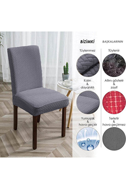 Faiend Tuğla Desen Sandalye Kılıfı Yıkanabilir Likralı Esnek Lastikli Sandalye Örtüsü(koyu-gri)