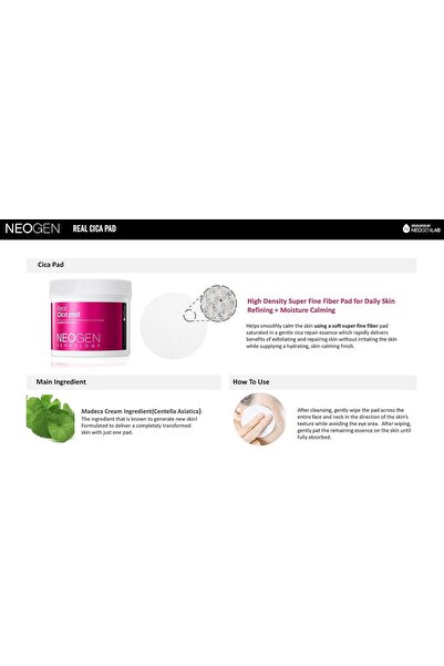 DERMALOG DERMALOGY by NEOGENLAB NEOGEN REAL CICA PAD (90 pads/150ml) 4 in 1 pad for best skin care