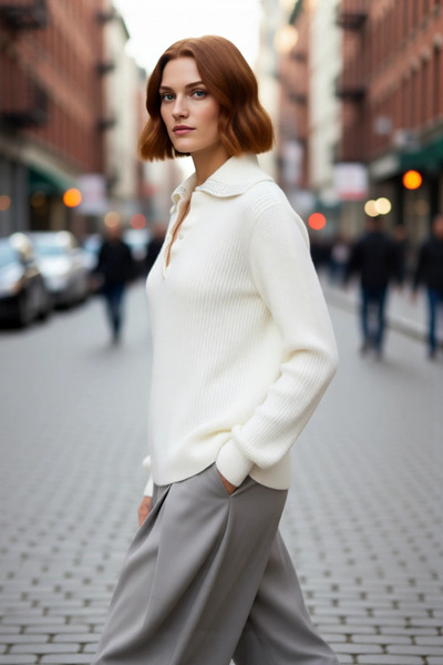 PayBuy سترة نسائية بياقة مقلوبة وتفاصيل حجرية وأكمام منخفضة، ملابس شتوية أنيقة لا غنى عنها