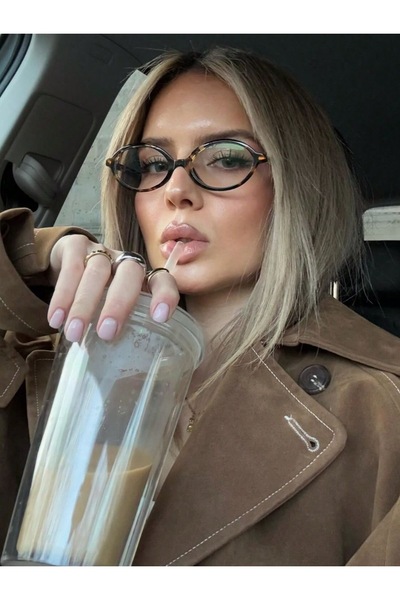 LOOKUP NEW Round Oval Bone Transparent Women Men Unisex Blue Light Protect Screen Glasses Eyewear