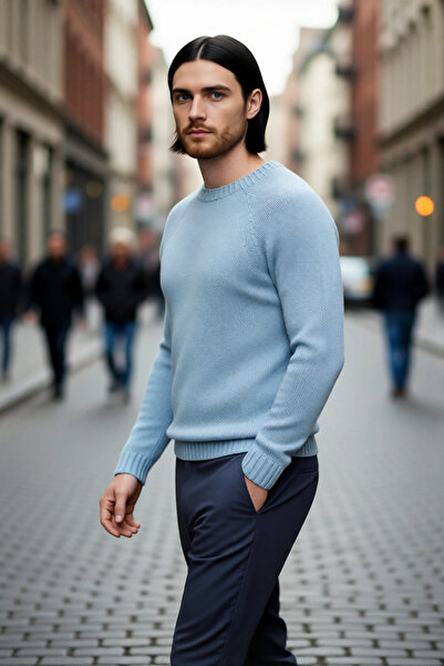 PayBuy Men's Fitted Fit Crew Neck Seamless Raglan Sleeve Basic Knitwear Sweater Autumn Winter Chic