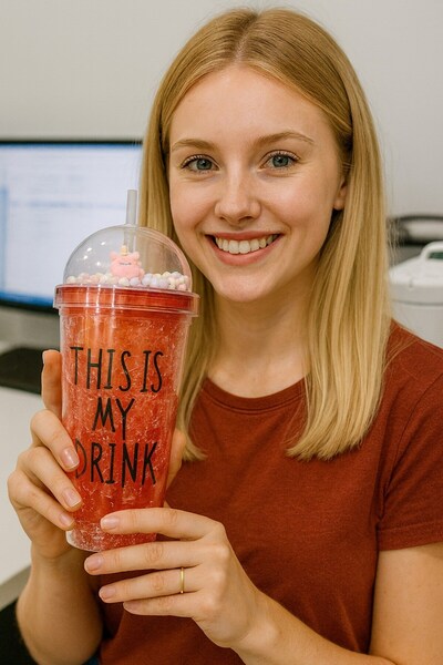 Lexi Bella Cute Colorful Beaded Crazy This Is My Drink Design Drink Cup with Straw Water Bottle Red 2742