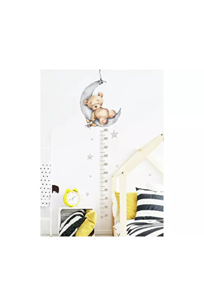 Inovius Sticker Perete Autocolant cu Centimetru pentru Copii - Ursulet pe Luna