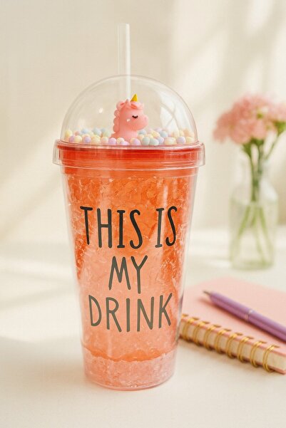Lexi Bella Cute Colorful Beaded Crazy This Is My Drink Design Drink Cup with Straw Water Bottle Red 2742