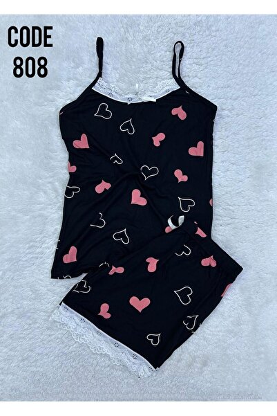 VAJESTO طقم بيجامة نسائي أسود بحمالات رفيعة وشورت، ملابس نوم مزينة بالدانتيل،...