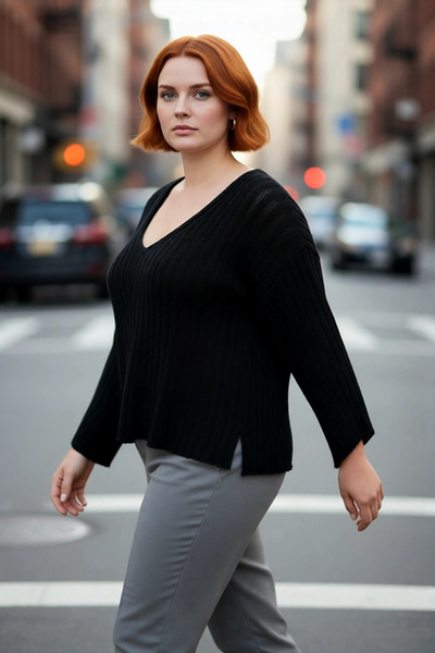 PayBuy سترة نسائية محبوكة بياقة على شكل V، تصميم عادي مريح، أكمام طويلة منخفض...