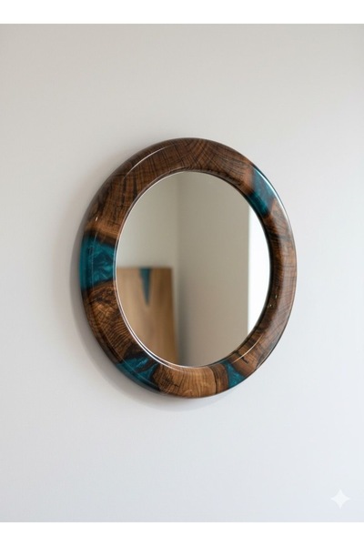 GökçesanSehpa 49,5 CM AHŞAP EPOKSİ DUVAR SAATİ, DEKOR DRESUAR AYNASI, KORİDOR