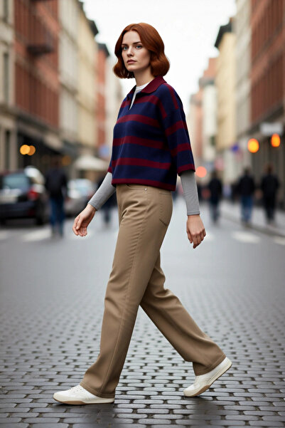 PayBuy Pulover de tricotat de bază cu guler polo pentru femei, cu design conf...