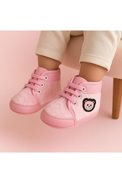BYS BABY FASHION Kız Bebek Tüylü Kaymaz Taban Patik 0-6 Ay (18 numara) 6-12 Ay (19 Numara) Ev Botu / Panduf