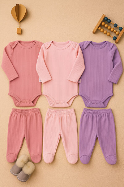 Mai Perla بدلة أطفال من القطن العضوي مع جوارب، 6 قطع، طقم من 3 قطع للأطفال من...