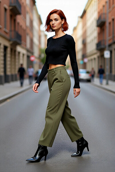 PayBuy Women's Fitted Super Crop Crew Neck Long Sleeve Ribbed Knitwear Blouse...