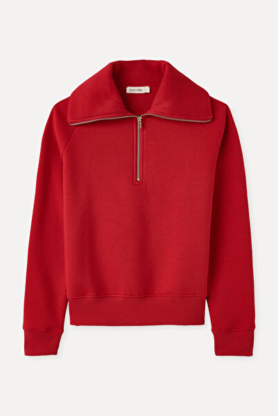Mudo Zippered Lapel Neck Sweatshirt