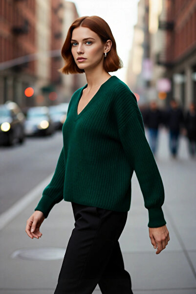 PayBuy Γυναικείο πλεκτό πουλόβερ σε γκρι χρώμα με λαιμόκοψη σε σχήμα V, άνετο...