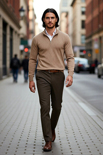 PayBuy Men's Regular Fit Cotton Acrylic Blend Half-Zip Knitwear Sweater Winter Elegance