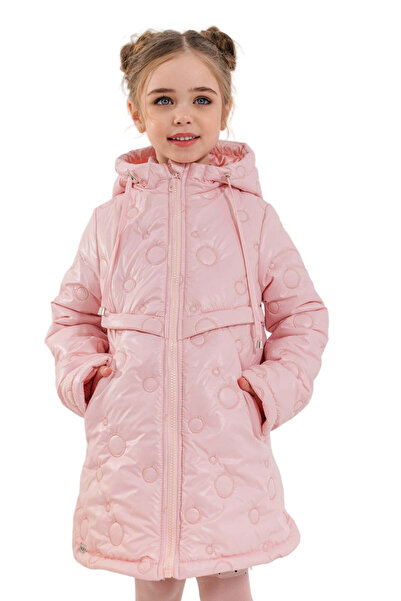 SOLLUXE KIMBER - Geaca matlasata de toamna pentru fetite, cu gluga si buzunare, roz, 134