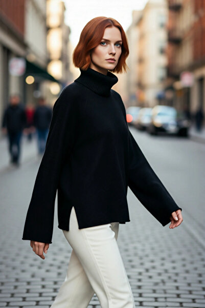 PayBuy Pulover de tricotat oversize pentru femei, cu mâneci raglan, cu gât roșu, iarnă, confortabil și elegant, ideal pentru combinații zilnice