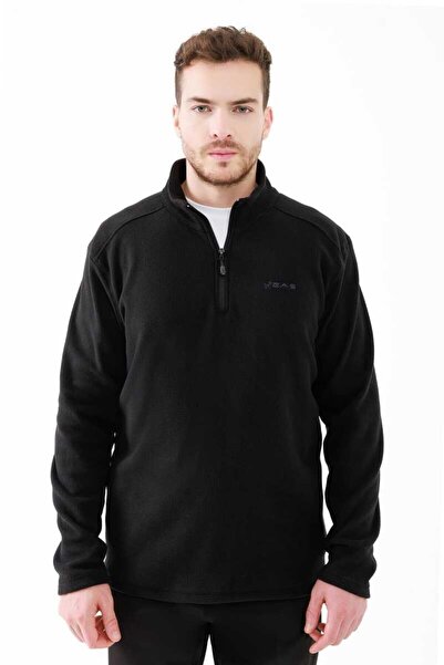 2AS Cedric Erkek Yarım Fermuarlı İnce Polar Sweatshirt Siyah 2ascedmfbfw24-0924