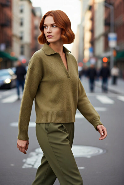 PayBuy Tricotaj cu guler polo supradimensionat pentru femei Pulover Ideal pen...