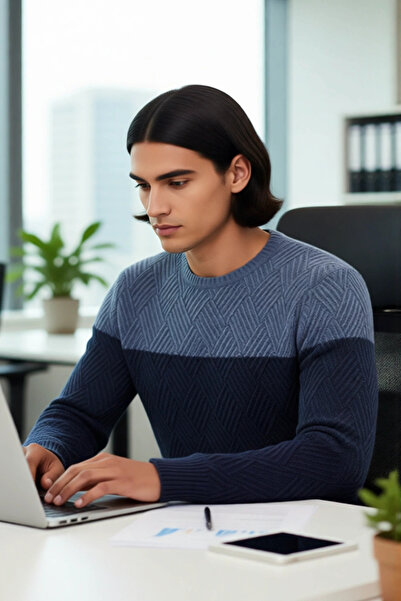 PayBuy Capture Elegance with Men's Regular Fit Color Block Crew Neck Long Sleeve Knit Sweater