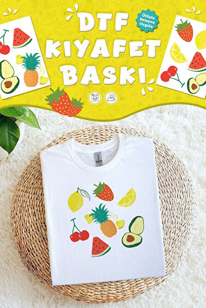 MSticker تصميم خاص قابل للطباعة على القماش، طباعة DTF على النسيج تلتصق بالكي، صور فواكه بتصميمين