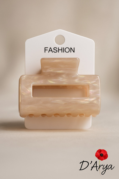 Darya Dd520 Beige Rectangular Hair Clip (8 cm) Clasp Buckle