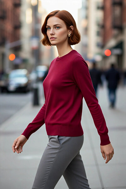 PayBuy Tricotaj subțire pentru femei, cu gâtul rotund, model obișnuit, uni, m...