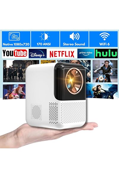 fulina Mini Projector HD Home Cinema,Auto Keystone & Electric Focus,Compatible with Android,IOS,TV,Tablets