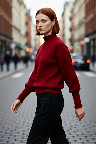 PayBuy Ženski Oversize kroj balon rukav Visoka kragna pleteni džemper specija...